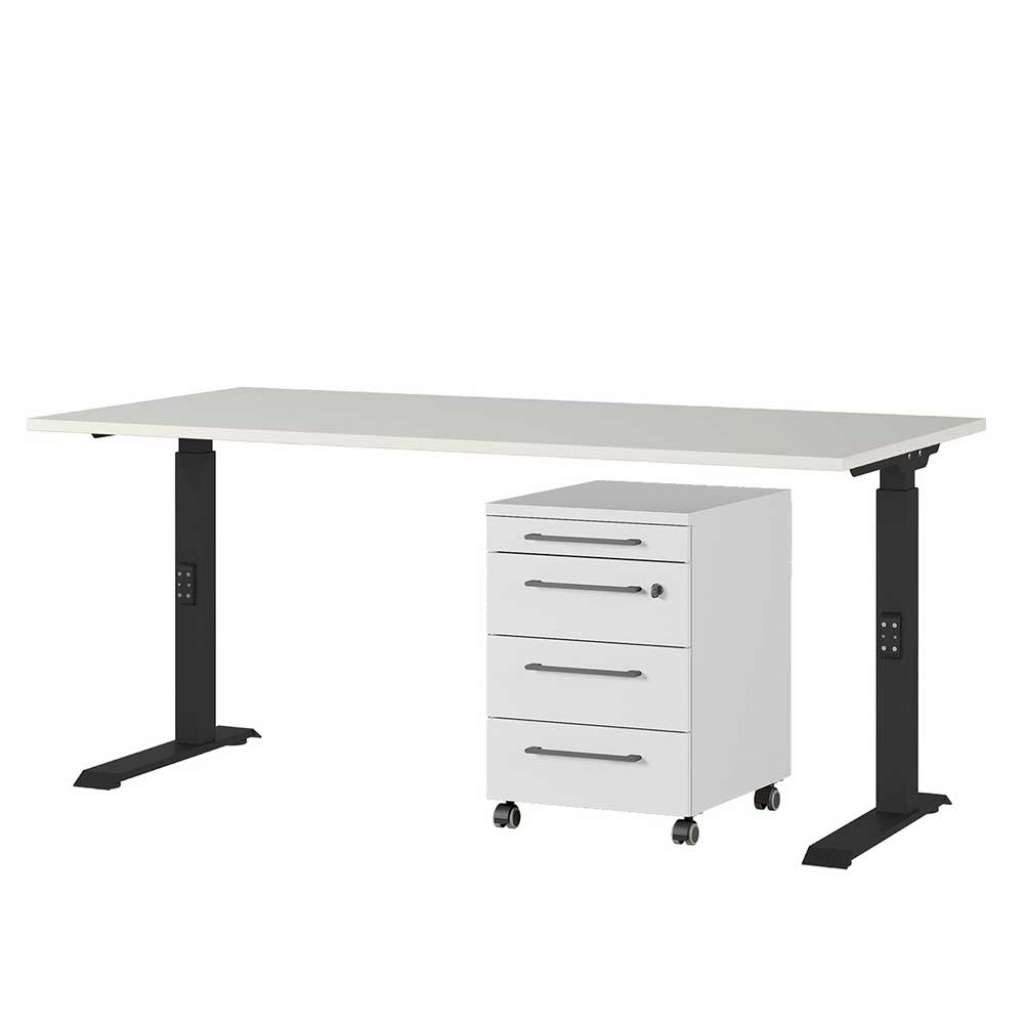 Schreibtisch Verstellbarer Schreibtisch in Schwarz und Lichtgrau (zweiteilig)