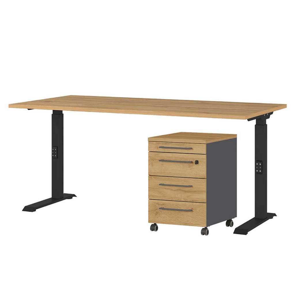 Edv Tisch Höhenverstellbarer Schreibtisch 80 cm tief mit T Gestell (zweiteilig)