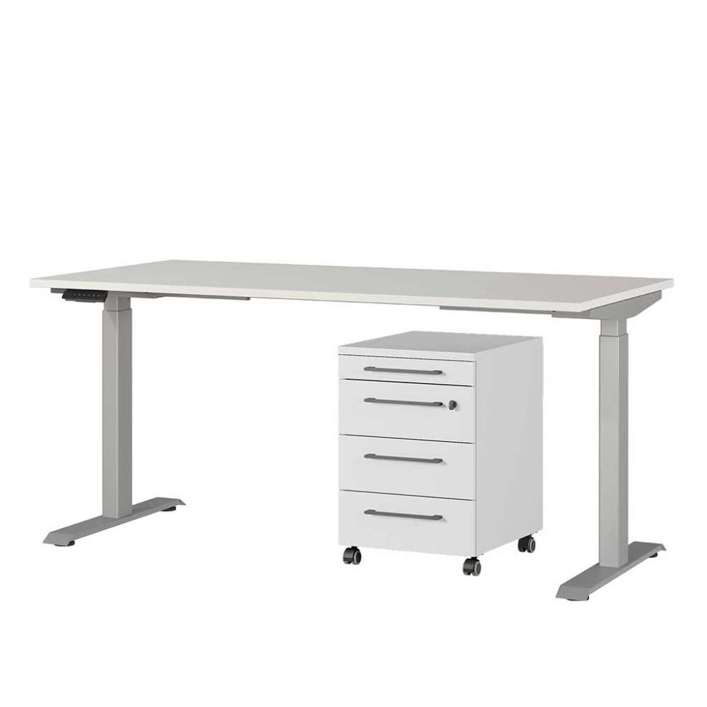 Schreibtisch Büroschreibtisch mit Rollcontainer höhenverstellbar (zweiteilig)