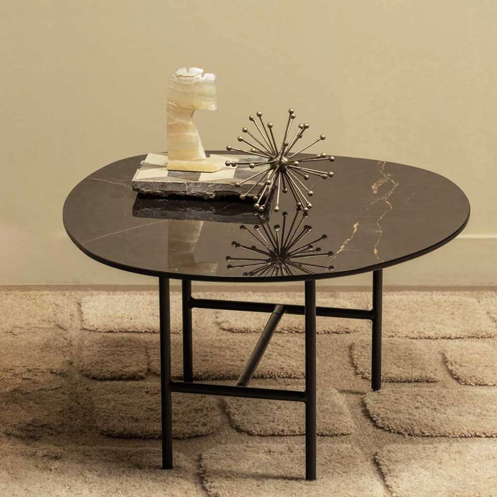 Couchtisch Sofatisch mit Keramikplatte und Vierfußgestell