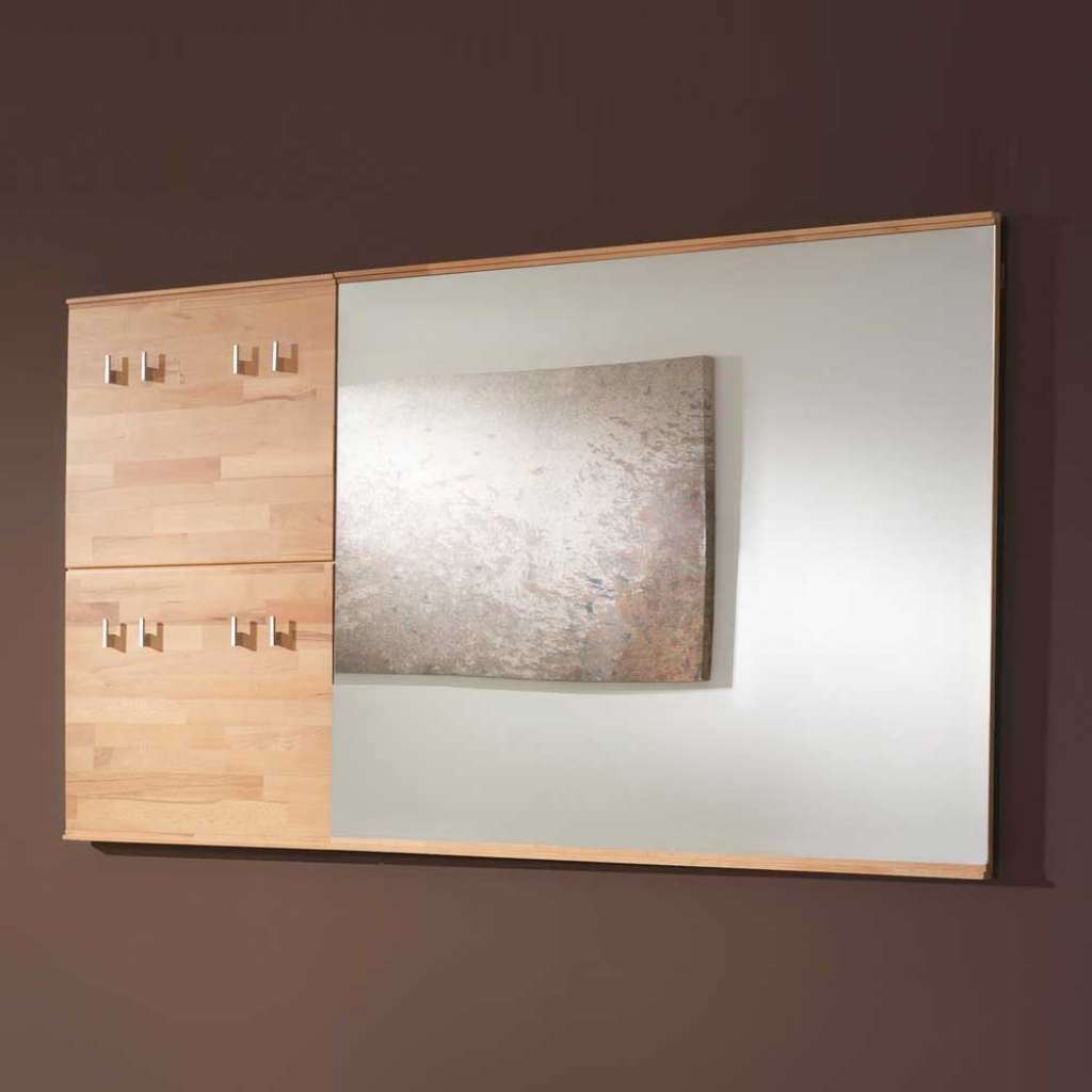 Spiegel mit Wandgarderobe Kernbuche Massivholz (2-teilig)