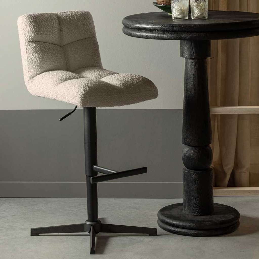 Barhocker Barstuhl aus Boucle mit Sterngestell (2er Set)