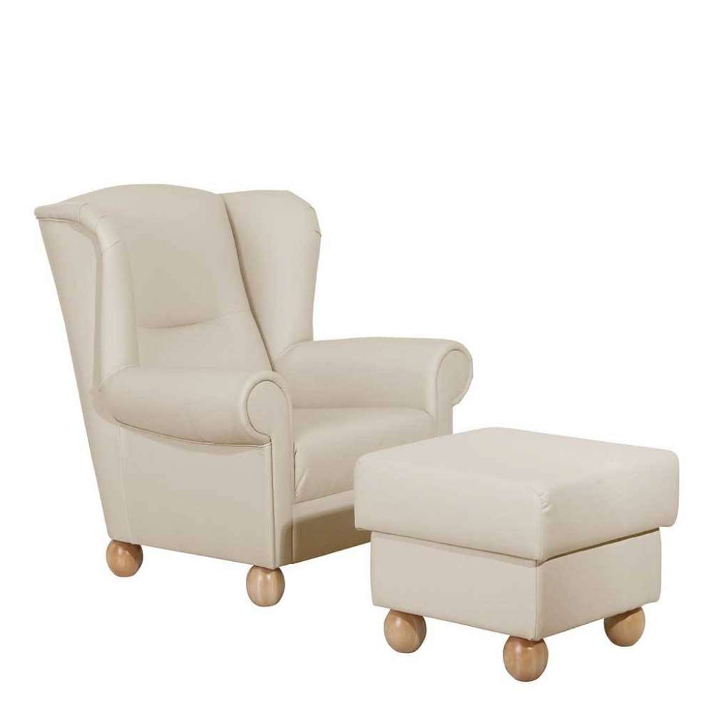 Kunstleder Polstersessel mit Armlehnen Beige