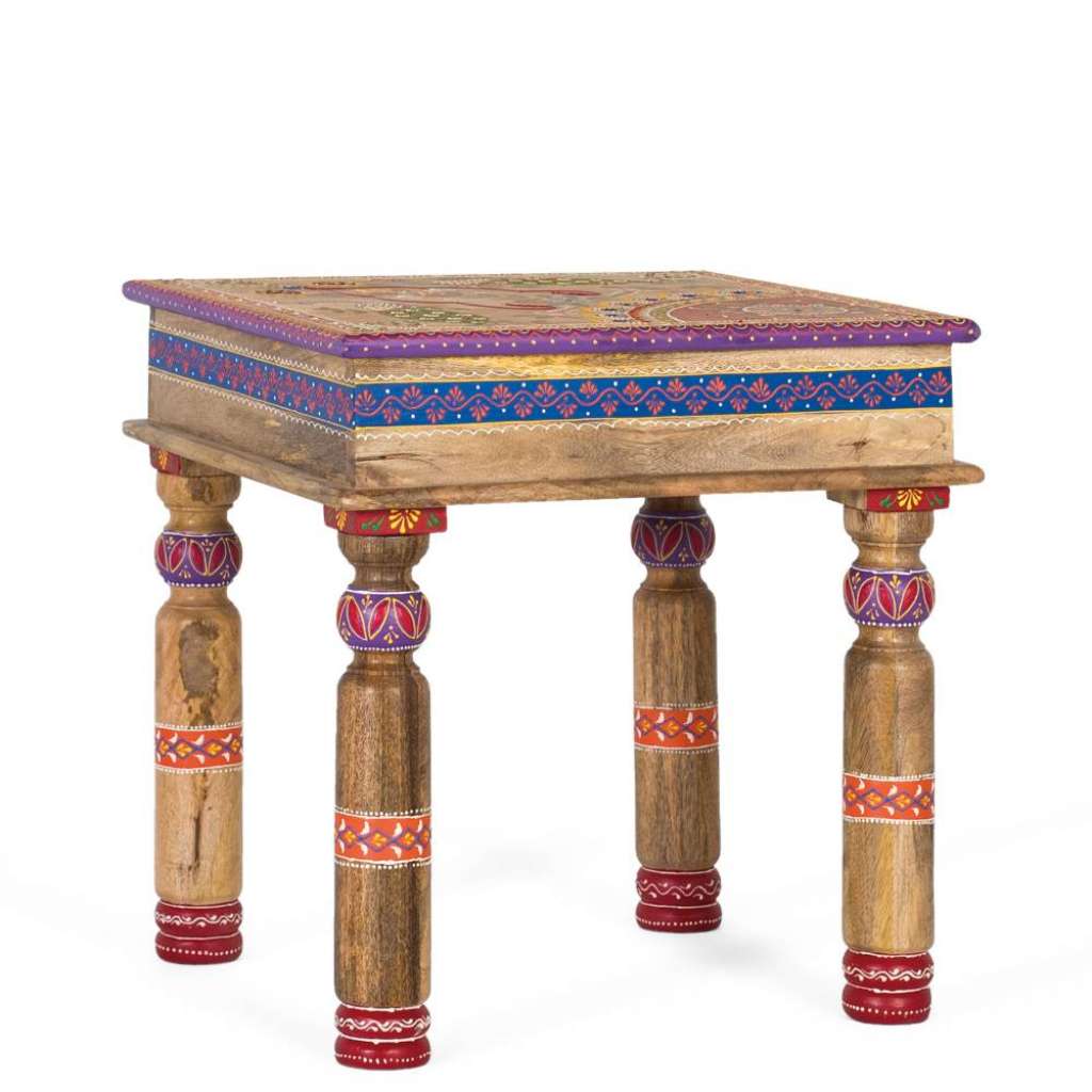 Beistelltisch Holztisch handbemalt mit Vierfußgestell