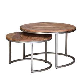 Couchtisch Sofatisch aus Metall in runder Form (zweiteilig)