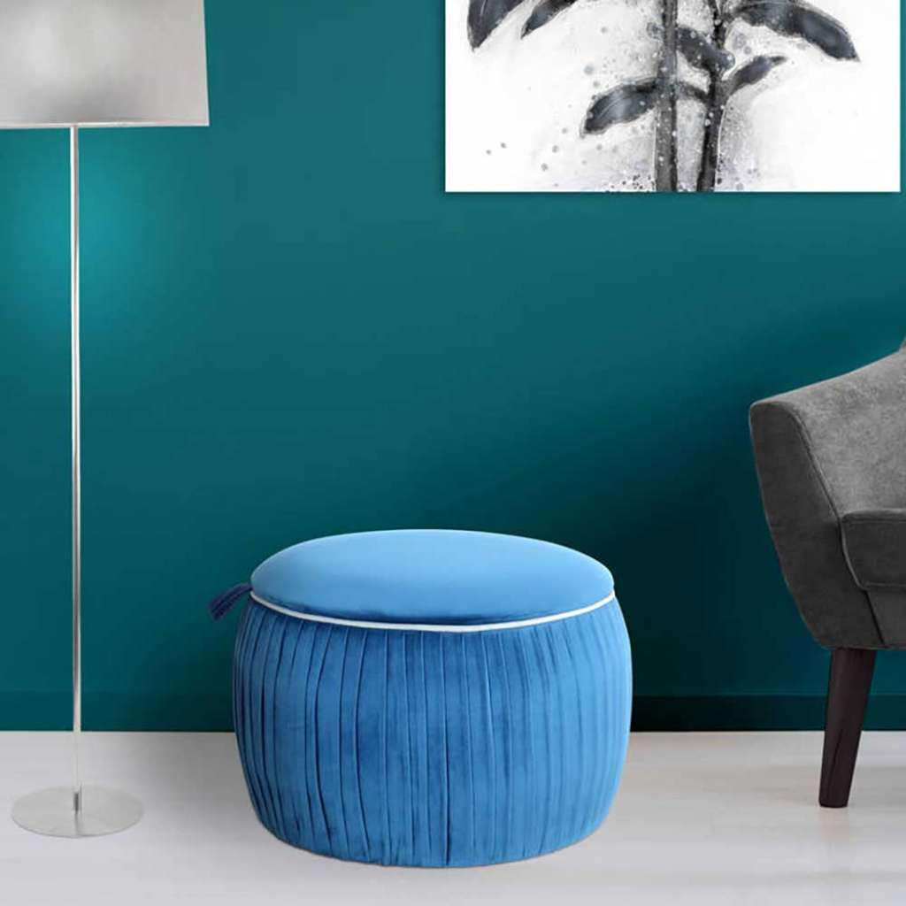 Sitzhocker aus Samt runder Form