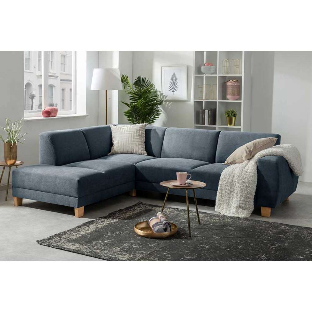 Eckcouch in Blau Bezug