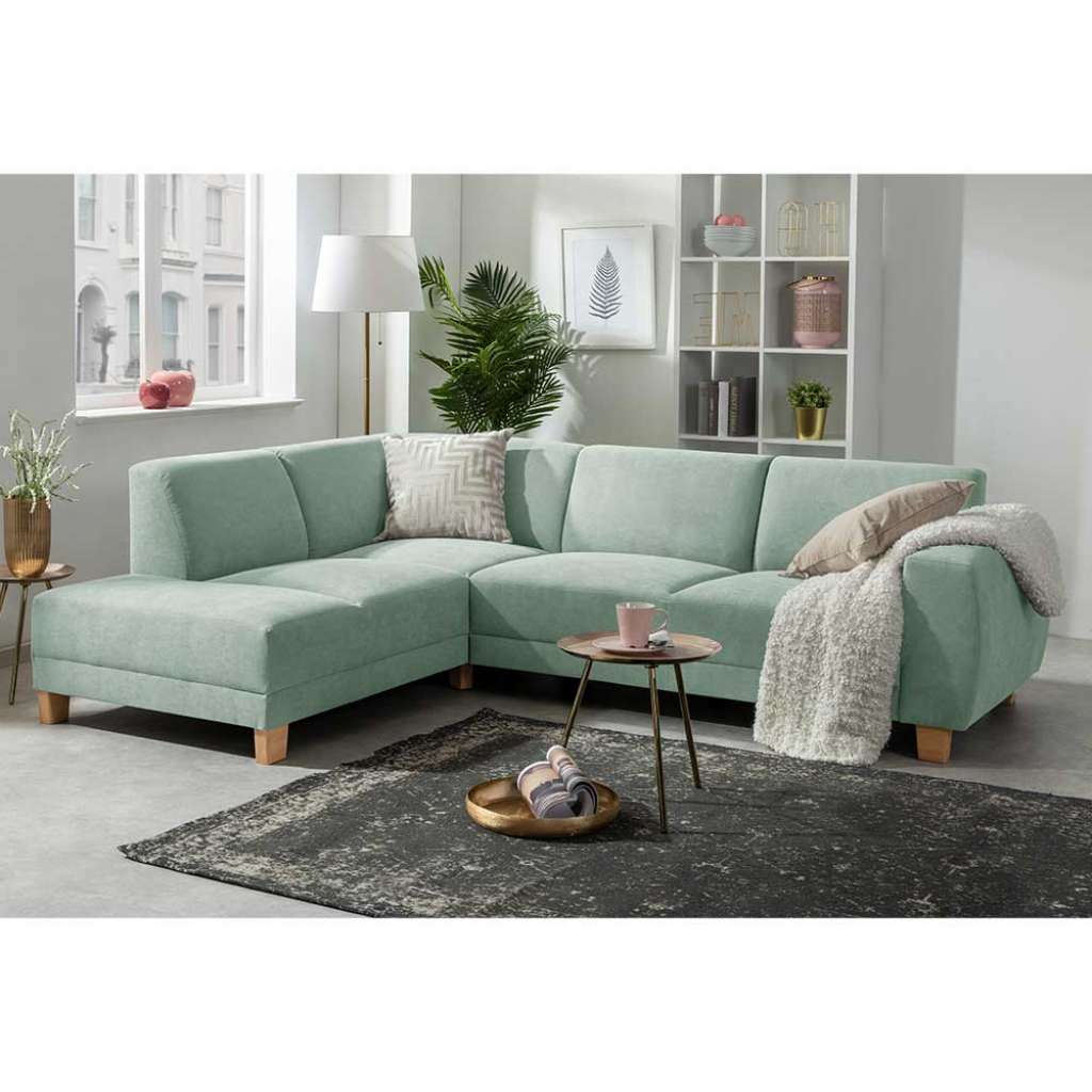 Eckcouch in Hellgrün Webstoff