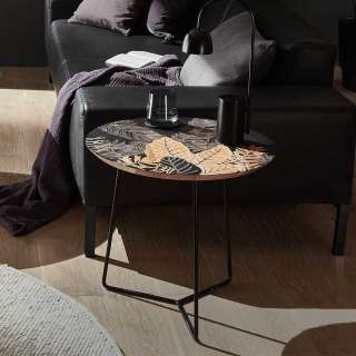 Beistelltisch Couchtisch in runder Form mit Blatt Motiv
