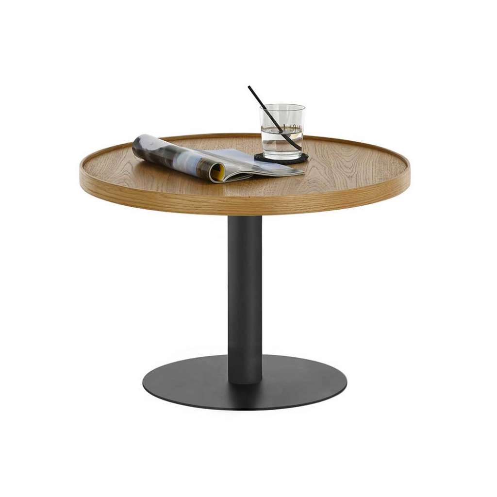 Couchtisch Sofatisch in runder Form mit Holzwerkstoff Oberfläche