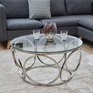 Couchtisch aus Edelstahl runder Form