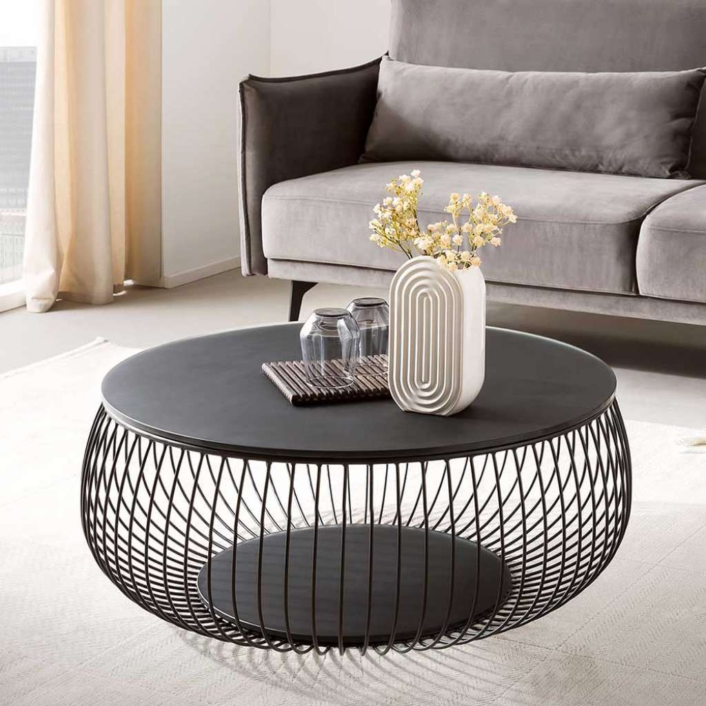 Couchtisch aus Metall Glasplatte