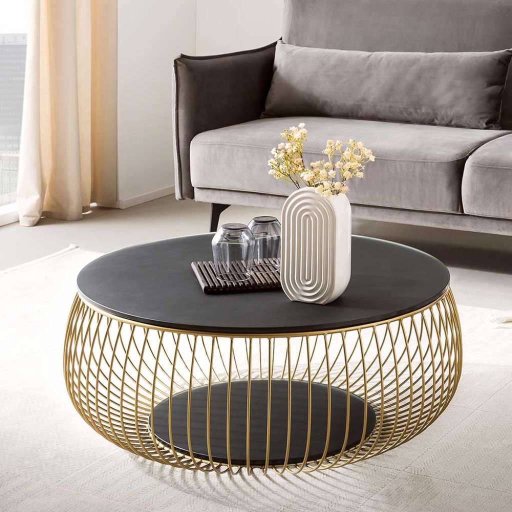 Wohnzimmertisch in Goldfarben Metall