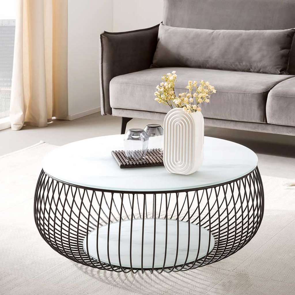 Salontisch aus Metall runder Form