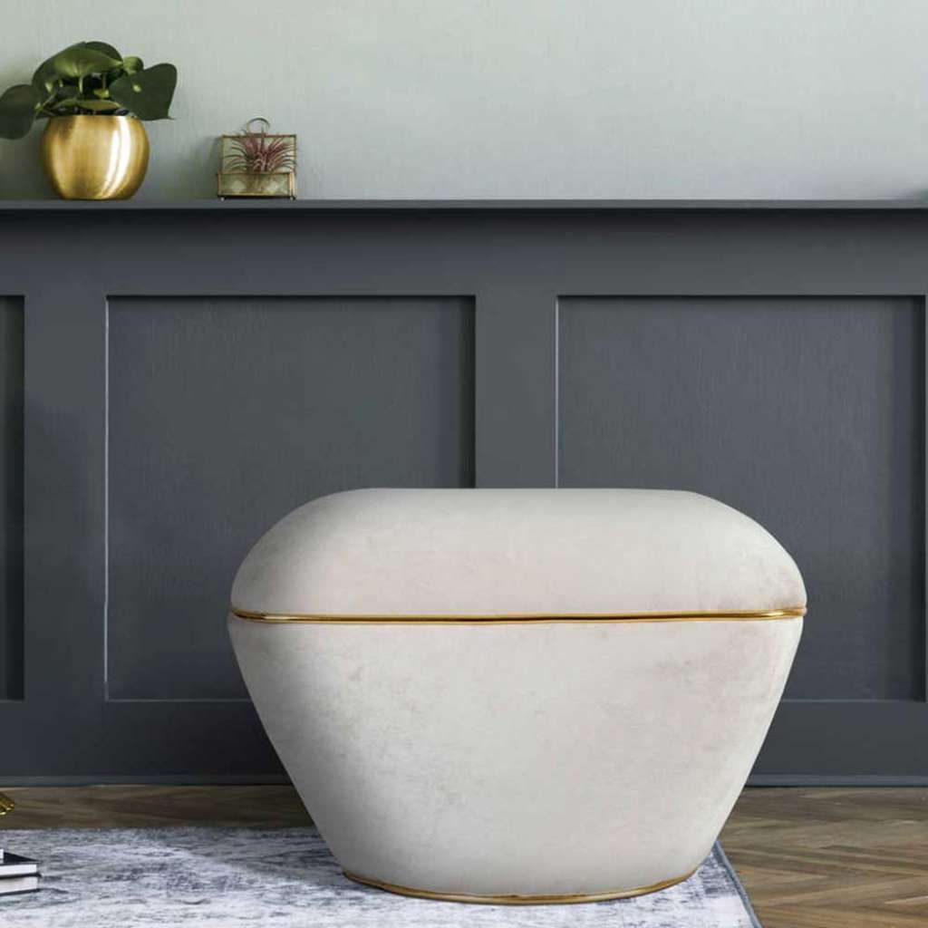 Hocker in Taupe Samtvelours