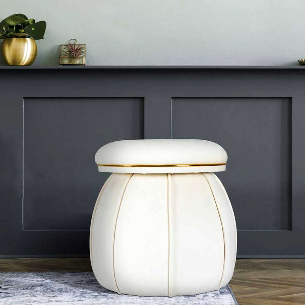 Hocker aus Samtvelours runder Form
