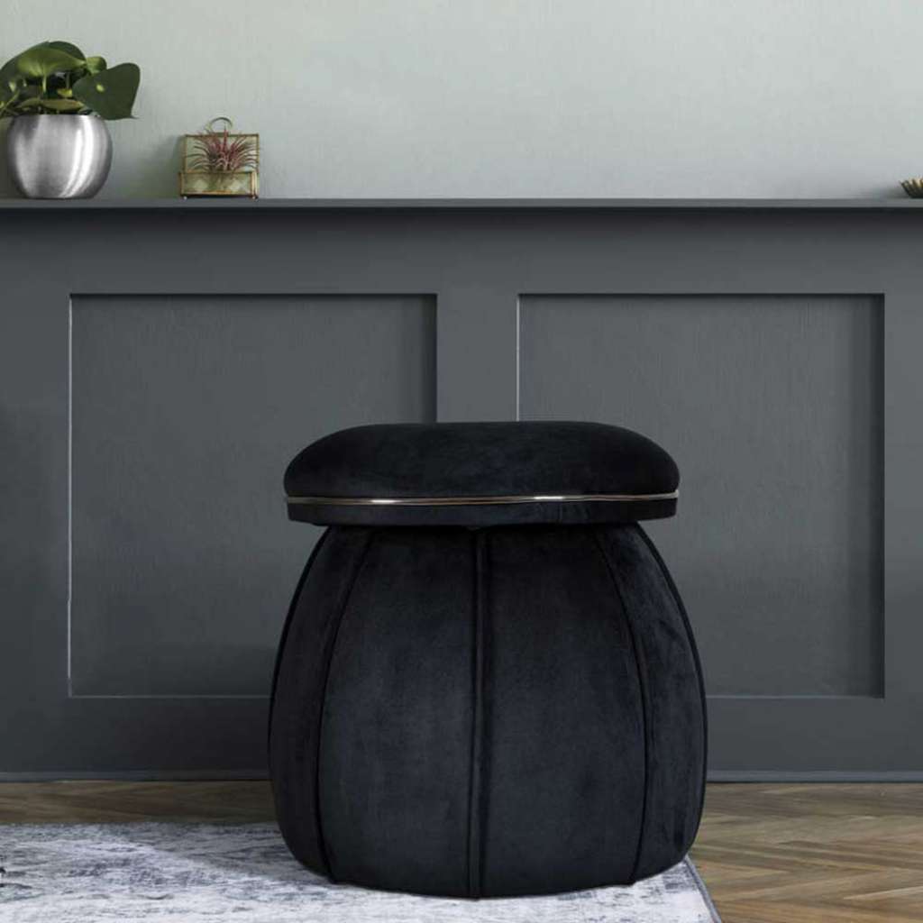 Sitzhocker aus Samtvelours runder Form
