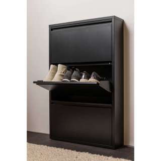 Schuhschrank Schuh Klappschrank aus Metall in Schwarz