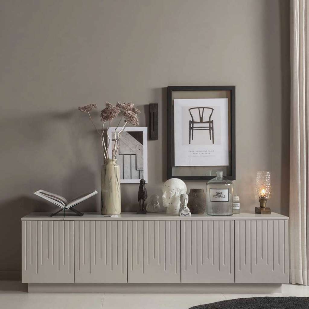 TV Board Sideboard in Hellgrau 5 türig