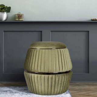 Hocker in Oliv Grün runder Form