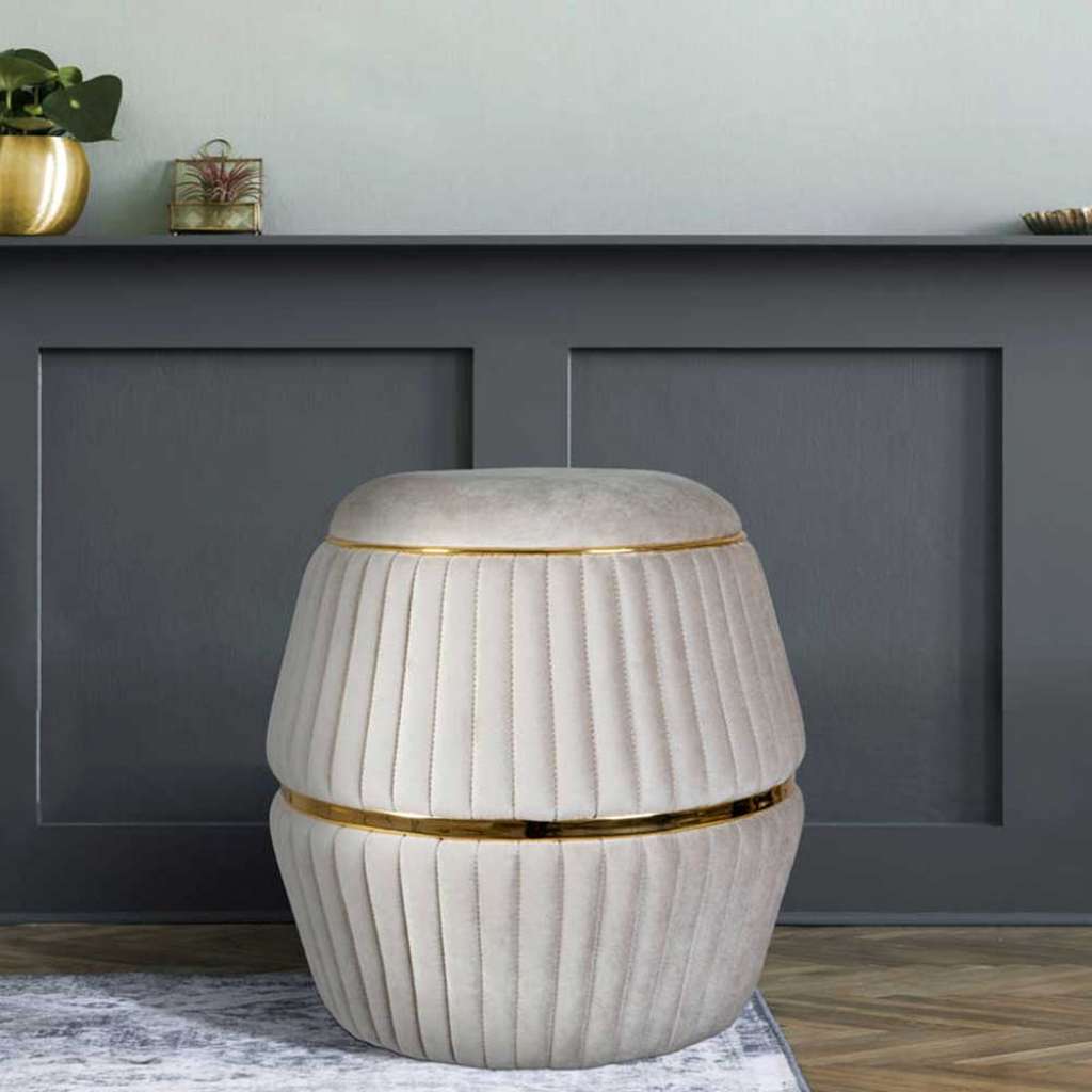 Hocker aus Samtvelours runder Form