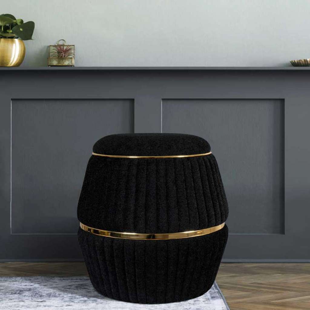 Hocker mit Bezug runder Form