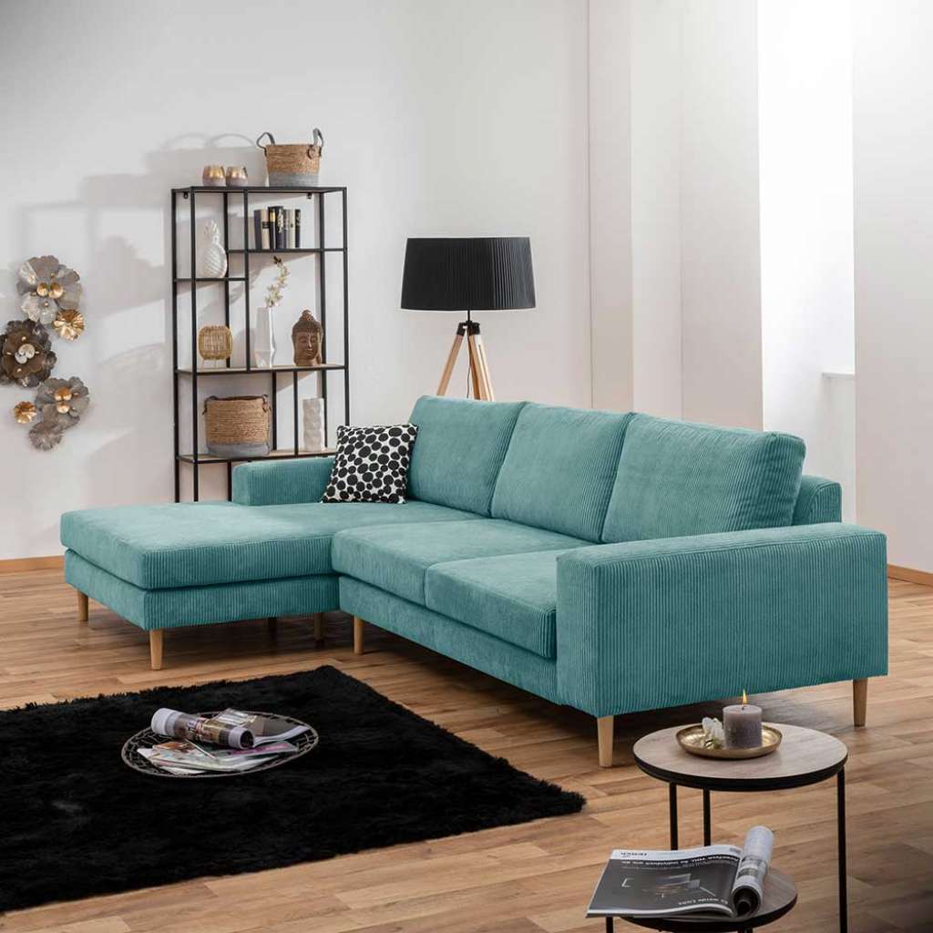 Ecksofa in Hellblau Skandi Design