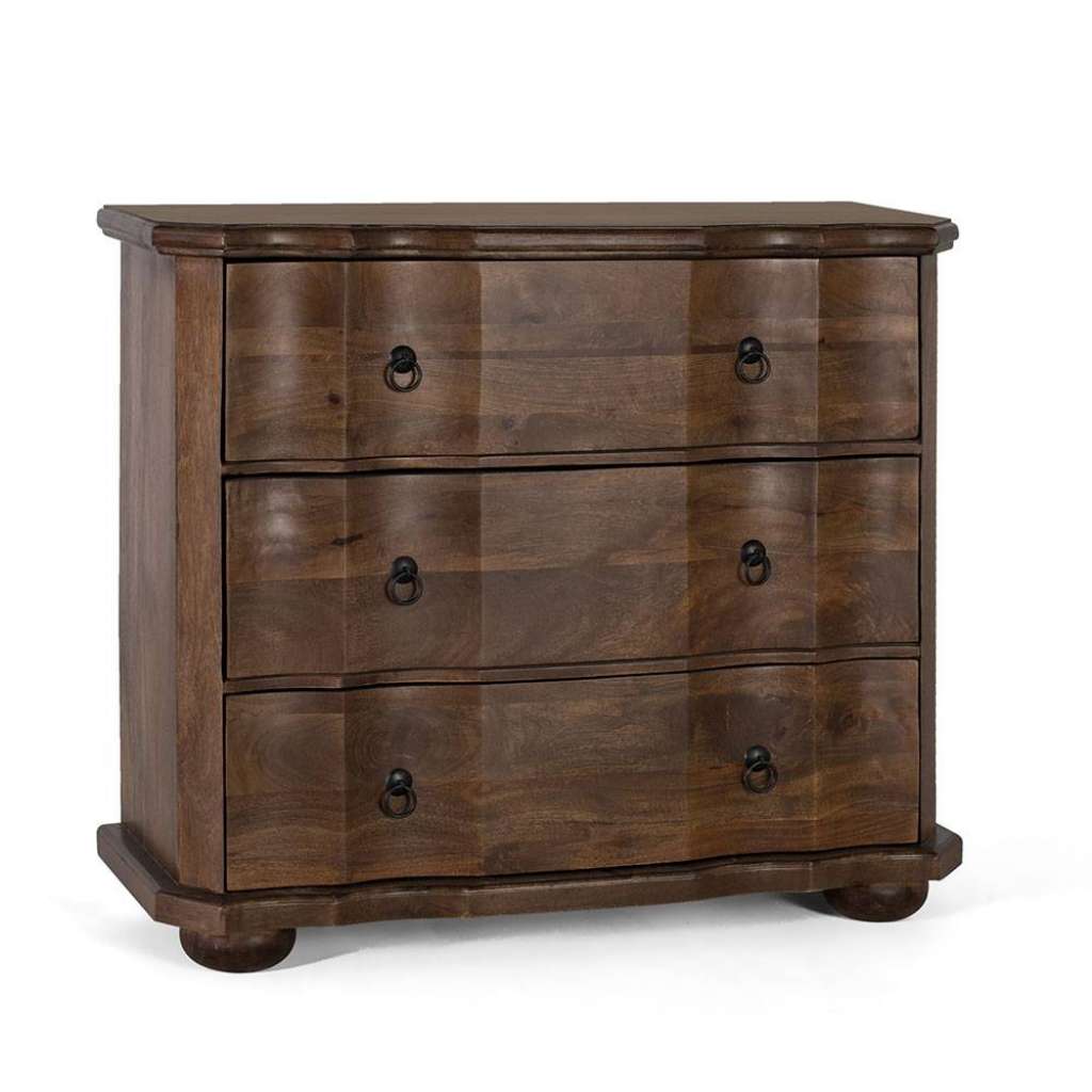 Kommode Schlafzimmerkommode aus Massivholz mit Metallgriffen