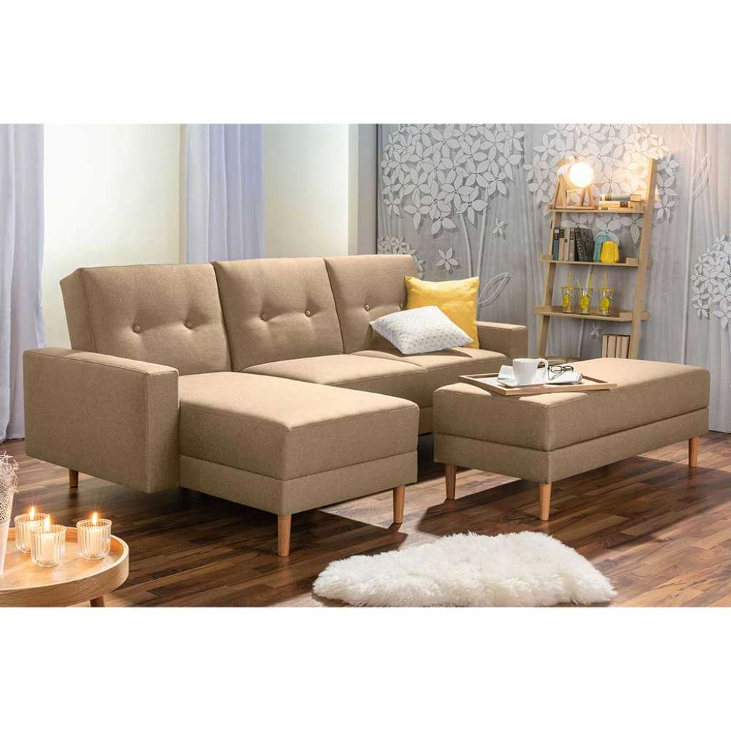 Sofa in Beige Schlaffunktion (zweiteilig)