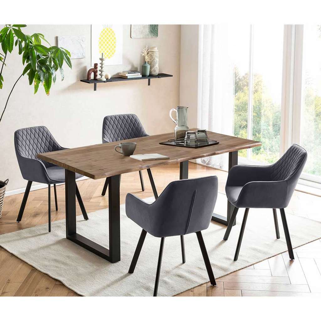 Esszimmer Set in Schwarz Armlehnen (fünfteilig)