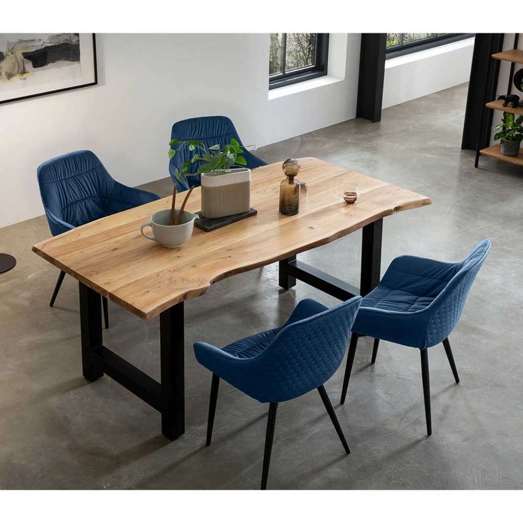 Esszimmergruppe aus Massivholz Metall (fünfteilig)