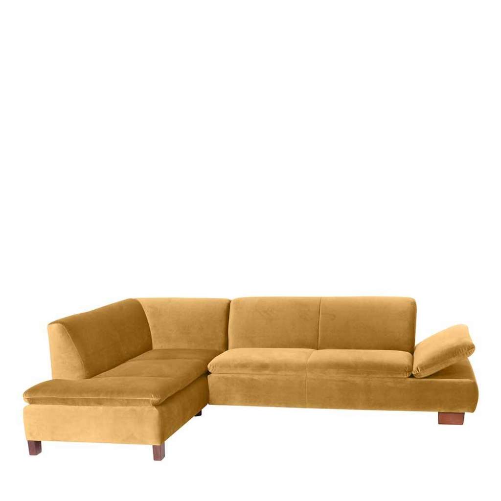 Eckcouch in Gelb gepolsterter Rückenlehne