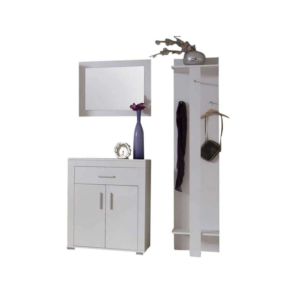 Garderobenmöbel Set in Weiß Spiegel (3-teilig)