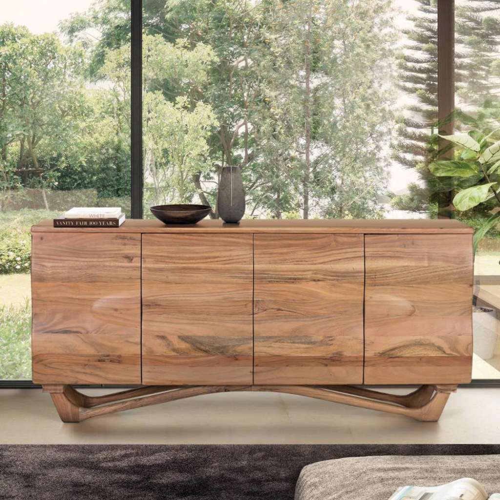 Sideboard Holzkommode mit Drehtüren aus Akazie Massivholz