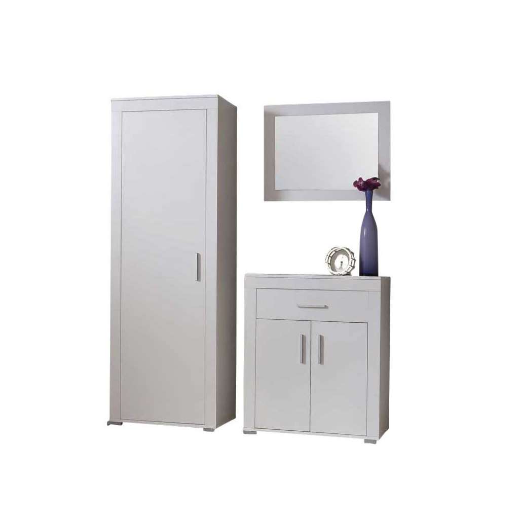 Garderobenmöbel Set in Weiß mit Spiegel (3-teilig)