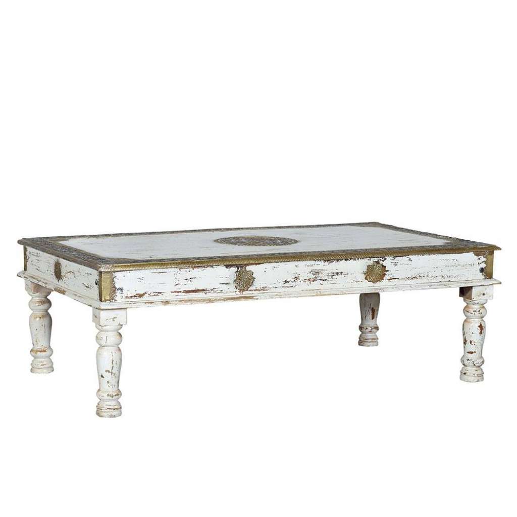 Salontisch Sofatisch in Antikweiß und Bronze