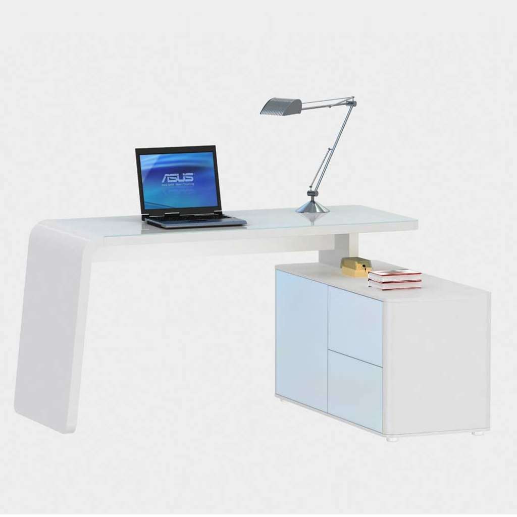 Bürotisch in Weiß Glas modern