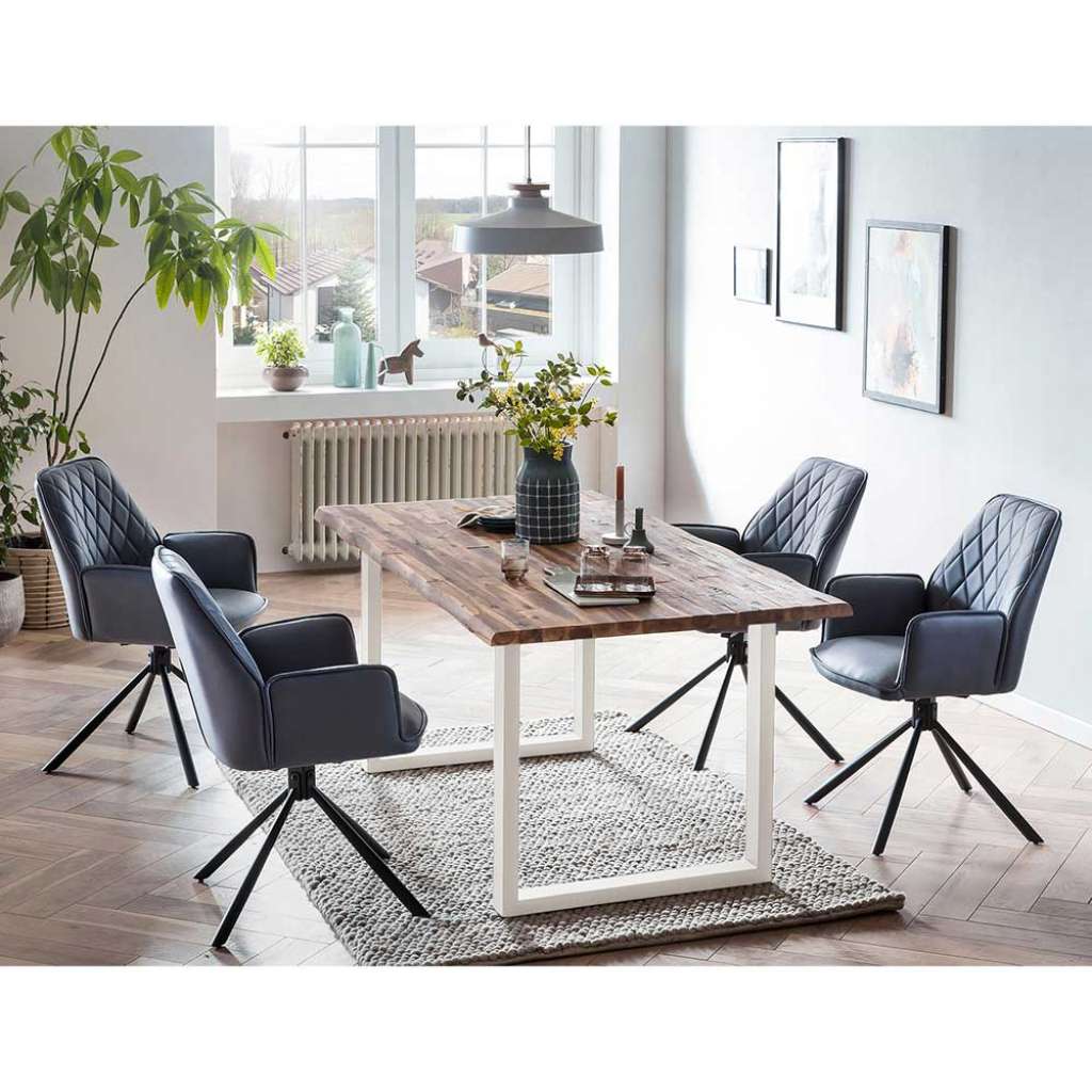 Esszimmergruppe in Grau Armlehnen (fünfteilig)