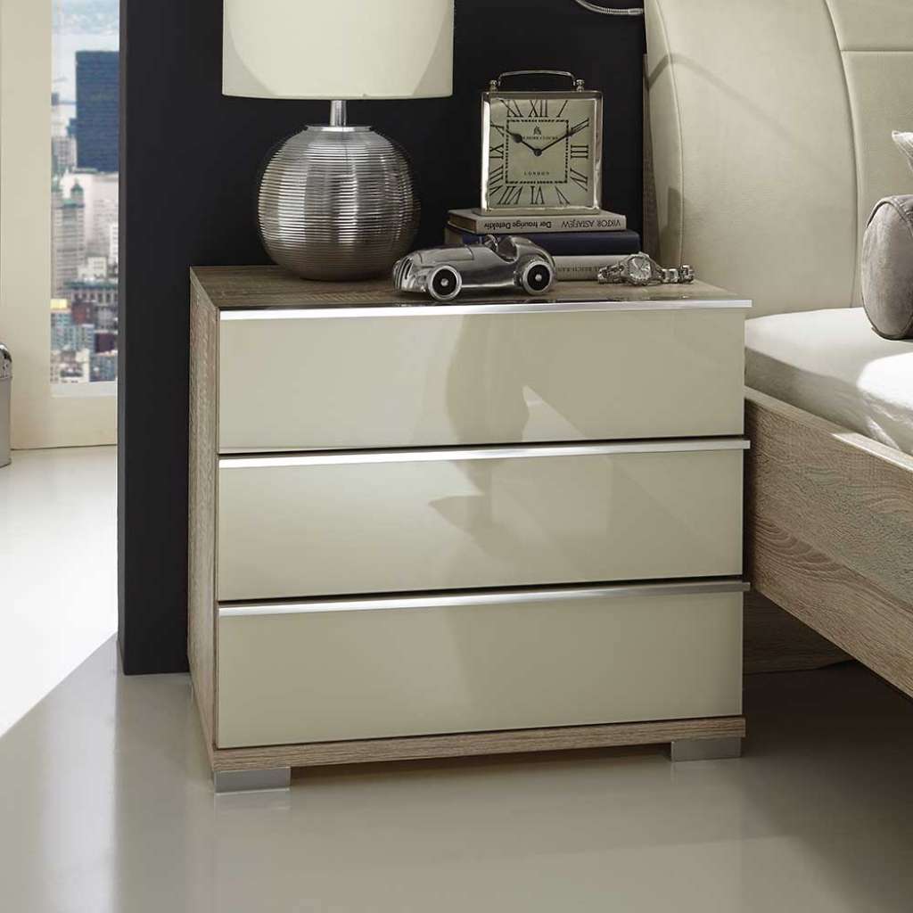 Nachtschrank in Creme Eiche Sägerau (2er Set)
