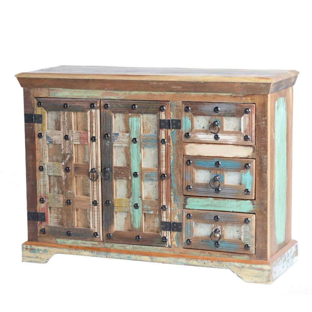 Kommode Holzkommode mit drei Schubladen und Metallgriffen