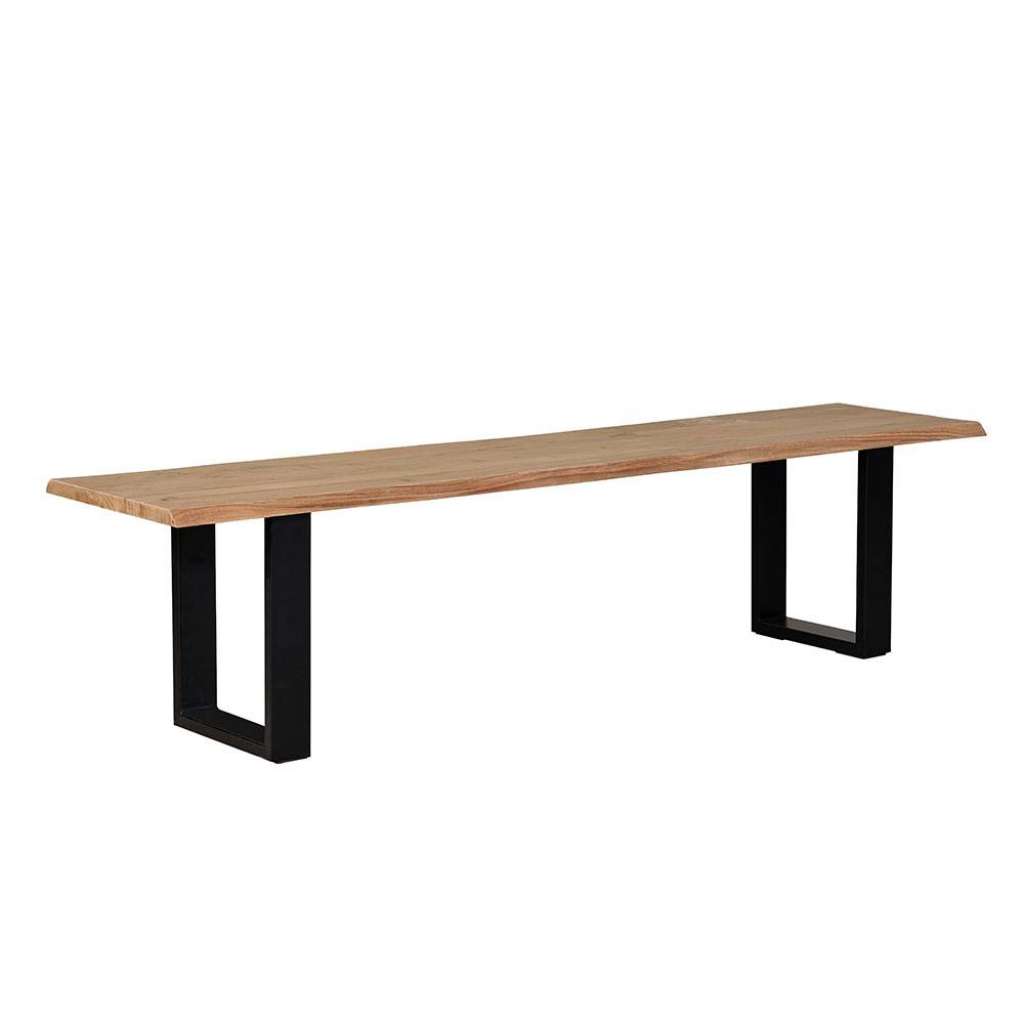 Sitzbank Esszimmerbank mit Bügelgestell aus Metall und natürlicher Baumkante