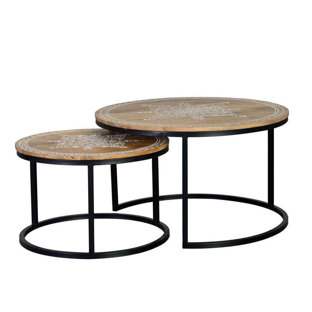 Couchtisch Sofatisch zweiteilig mit Massivholzplatte (zweiteilig)