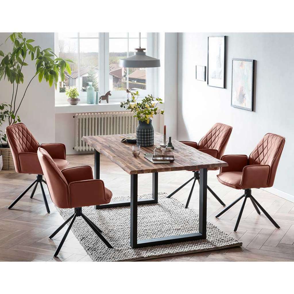 Esszimmer Sitzgruppe aus Metall Armlehnen (fünfteilig)