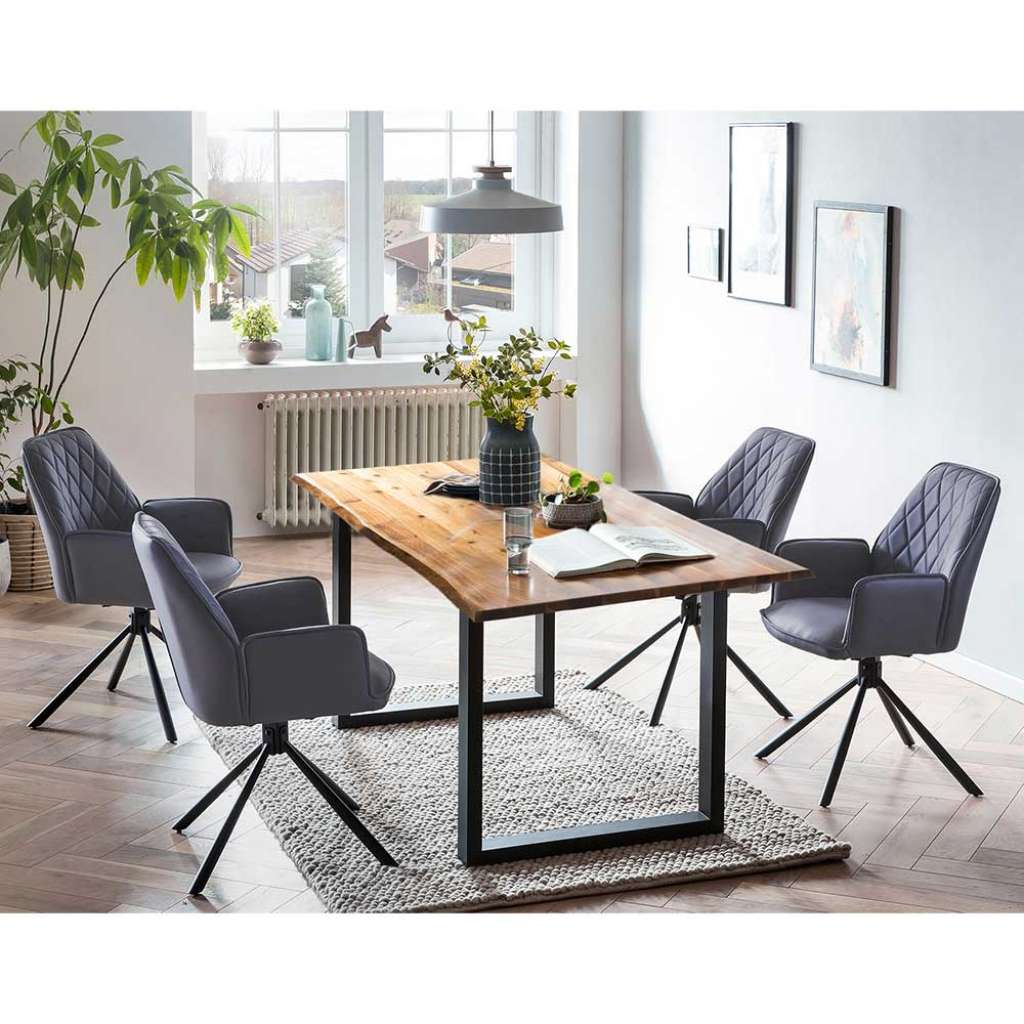 Esszimmergarnitur mit Armlehnen drehbar (fünfteilig)