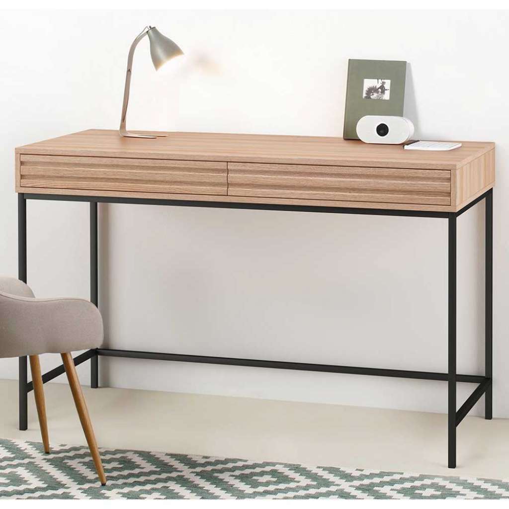 Schreibtisch Bürotisch in Eichefarben mit zwei Schubladen