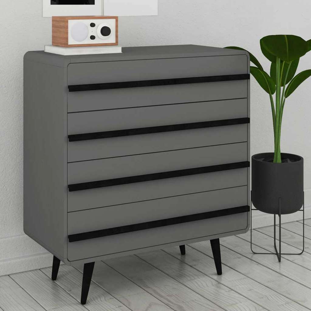 Schubladenkommode Kommode in Grau mit vier Schubladen