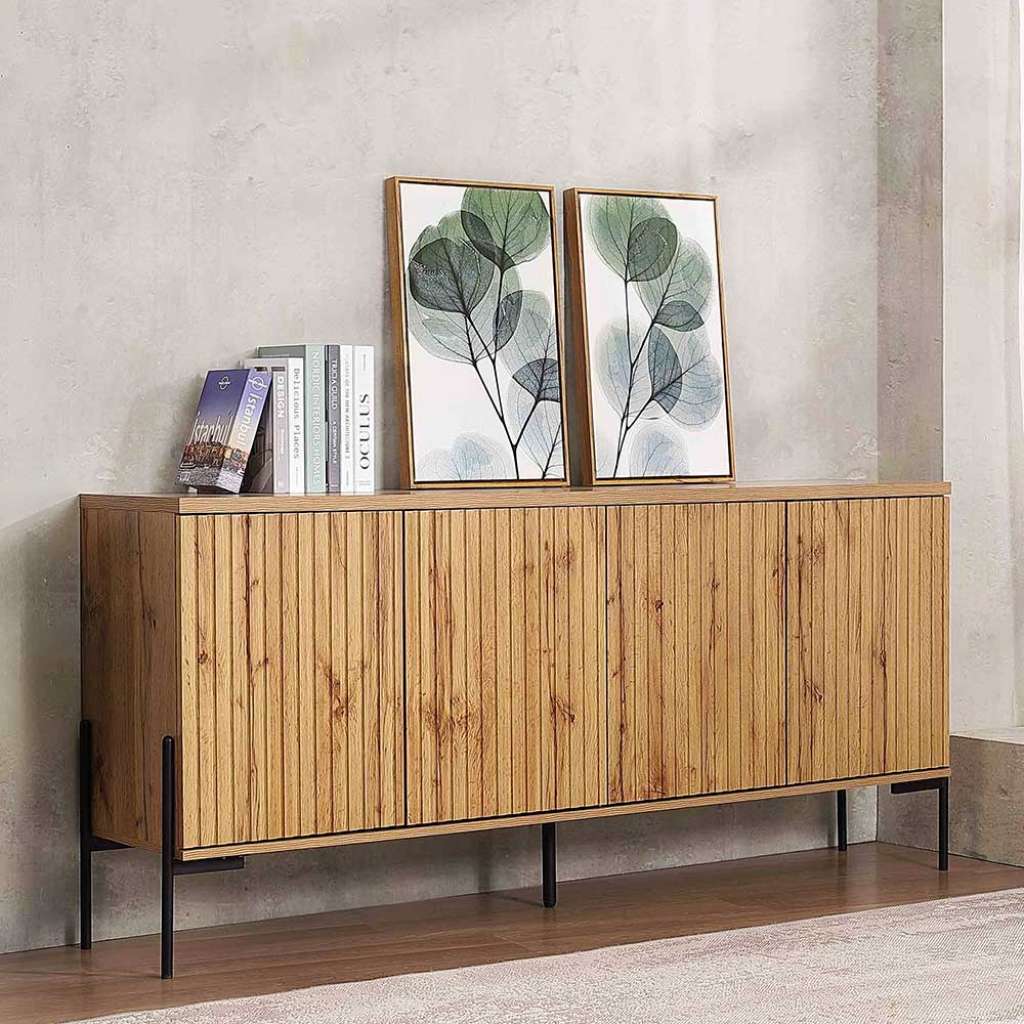 Sideboard Wohnzimmerkommode mit Drehtüren in Eichefarben