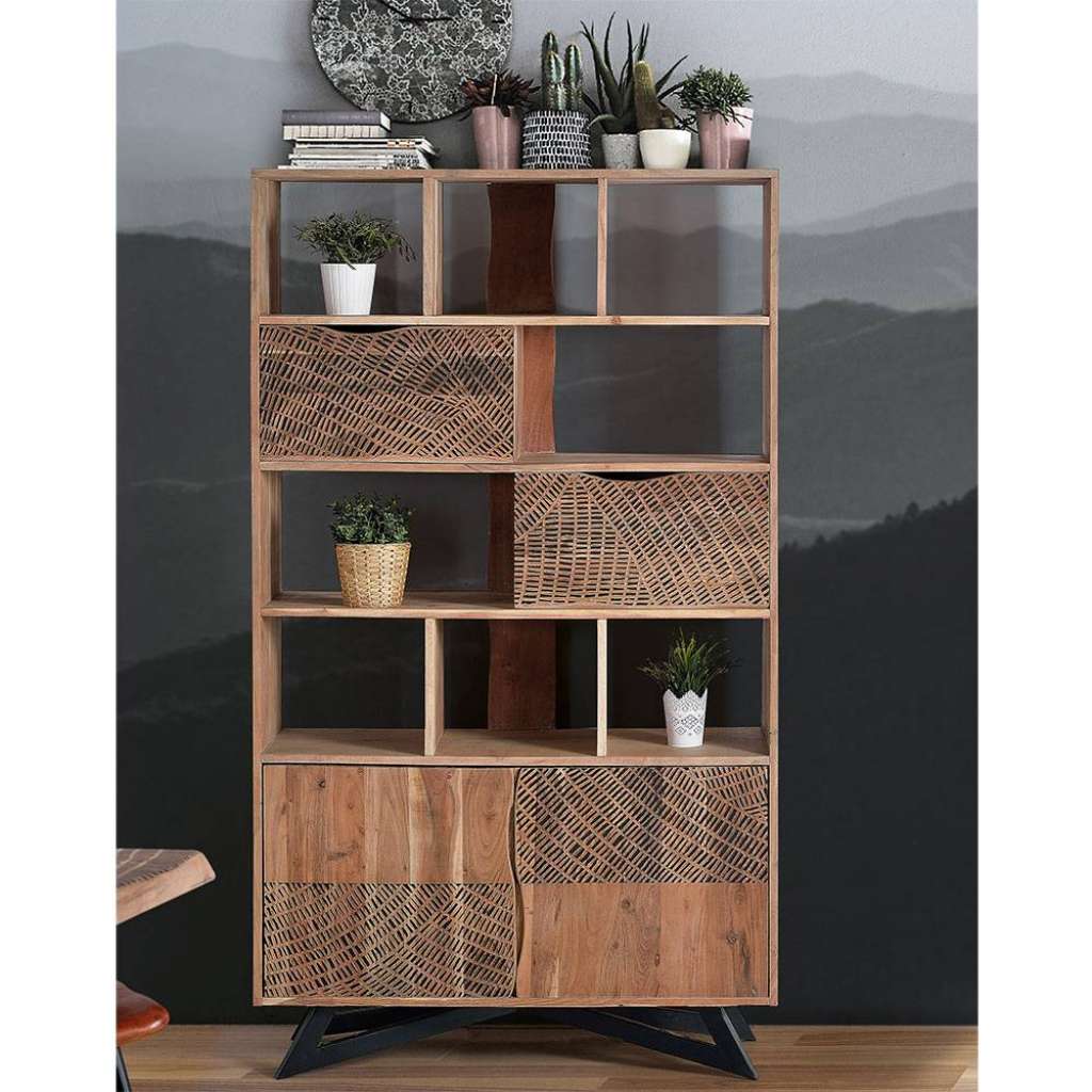 Regal Holzregal aus Akazie Massivholz mit offenen Fächern