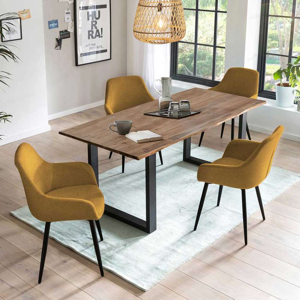 Esszimmergruppe aus Metall vier Sitzplätzen (fünfteilig)