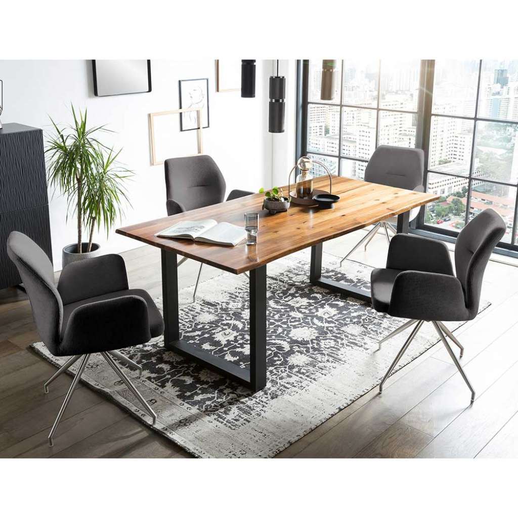 Esszimmergruppe aus Metall Armlehnen (fünfteilig)